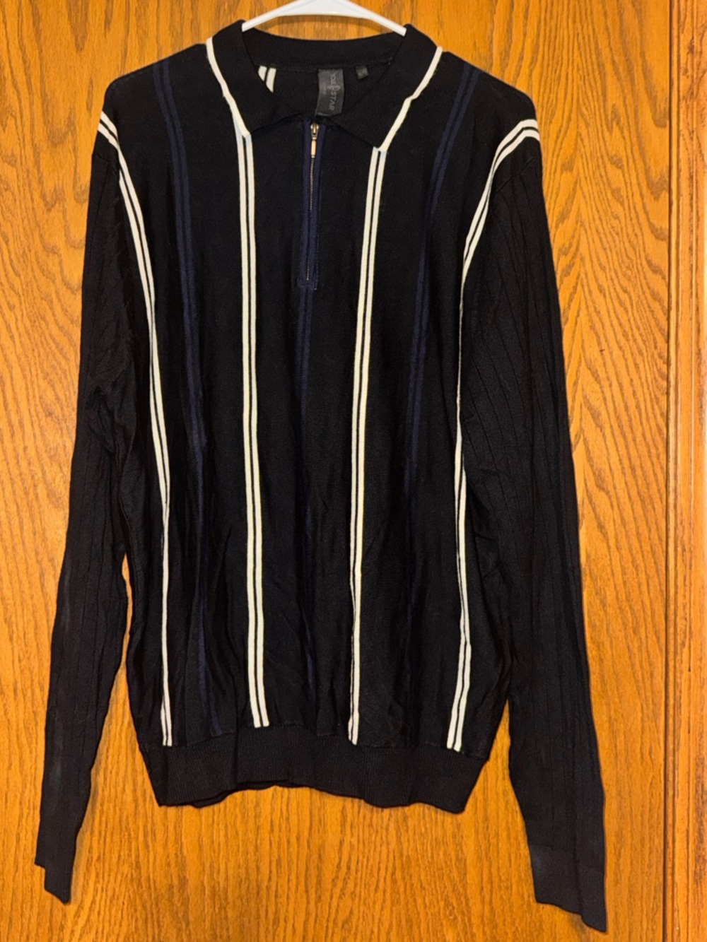 SoulStar Men’s Vertical Stripe Zip-Up Sweater